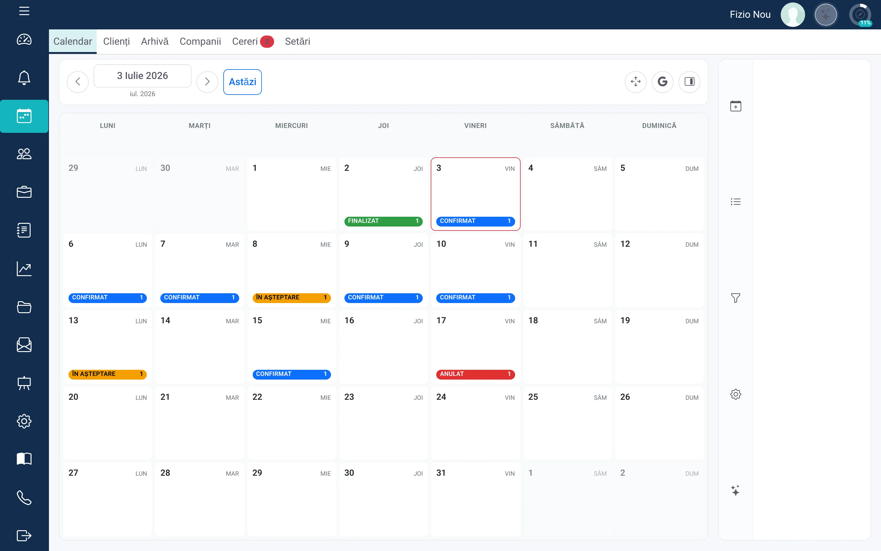 Calendar de programări IFindSpec pentru specialiști
